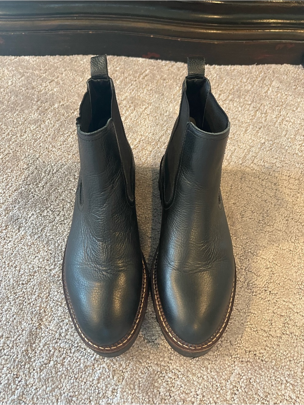 Caslon Miller Black Water Resistant Chelsea Boot, Pebbled Leather, Lug Sole, 8M - Picture 3 of 16